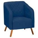 Poltrona Decorativa Master com Pés Madeira Suede Azul Marinho
