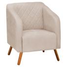 Poltrona Decorativa Master com Pés Madeira Suede Bege