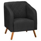 Poltrona Decorativa Master com Pés Madeira Suede Preto