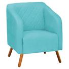Poltrona Decorativa Master com Pés Madeira Suede Turquesa
