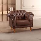 Poltrona Decorativa material sintético Sintético Chesterfield Clássica Duque Yescasa Marrom