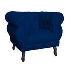 Poltrona Decorativa Maya Pés Luis XV Suede Azul Marinho - DS Estofados