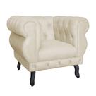 Poltrona Decorativa Maya Pés Luis XV Suede Bege - DS Estofados