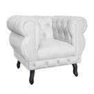 Poltrona Decorativa Maya Pés Luis XV Suede Branco - DS Estofados
