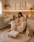 Poltrona Decorativa Melinda Balanço Vovo Boucle Puff Brinde