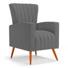 Poltrona Decorativa Melody com Pés Palito Bouclê Cinza Escuro - Desk Design