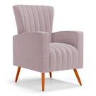 Poltrona Decorativa Melody Com Pés Palito Bouclê Rosê - Abmaza
