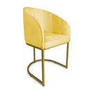 Poltrona Decorativa Mia Base Industrial Dourada Suede Amarelo - Belliv Decor