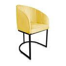 Poltrona Decorativa Mia Base Industrial Preta Suede Amarelo - Belliv Decor