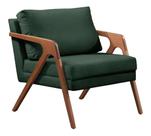 Poltrona Decorativa Mona Luxo Base De Madeira Maciça Sala Recepção Suede Verde Eli Móveis e Decoração