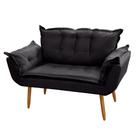 Poltrona Decorativa Namoradeira Francis 02 Lugares Suede Preto - Desk Design