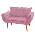 Poltrona Decorativa Namoradeira Francis 02 Lugares Suede Rosa - Abmaza