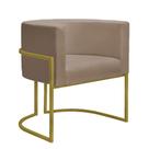 Poltrona Decorativa Nayara Base Ferro Dourado Suede Capuccino - Twdecora