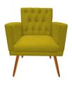 Poltrona Decorativa Nina Capitonê Couro Amarelo Pés Madeira Ms Decor Poltrona Decorativa Nina Capitonê Couro Amarelo Pés Madeira Ms Decor