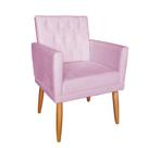 Poltrona Decorativa Nina Capitonê Pés Palito Suede Rose - Hellen Decor Poltrona Decorativa Nina Capitonê Pés Palito Suede Rose - Hellen Decor