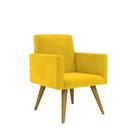 Poltrona Decorativa Nina Pés Palito Suede Amarelo - Hellen Decor Poltrona Decorativa Nina Pés Palito Suede Amarelo - Hellen Decor