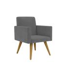 Poltrona Decorativa Nina Pés Palito Suede Cinza - Hellen Decor Poltrona Decorativa Nina Pés Palito Suede Cinza - Hellen Decor