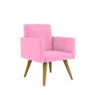 Poltrona Decorativa Nina Pés Palito Suede Rose - Hellen Decor Poltrona Decorativa Nina Pés Palito Suede Rose - Hellen Decor