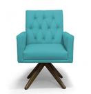 Poltrona Decorativa Nina Retro Base Giratória Suede Azul Turquesa - Casa & Estofados Poltrona Decorativa Nina Retro Base Giratória Suede Azul Turquesa - Casa & Estofados