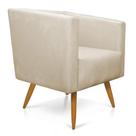 Poltrona Decorativa Omega com Pés Madeira Suede Bege