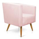 Poltrona Decorativa Omega com Pés Madeira Suede Rosa
