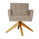 Poltrona Decorativa Onix Pés Giratório de Madeira Suede Capuccino - DS Estofados Poltrona Decorativa Onix Pés Giratório de Madeira Suede Capuccino - DS Estofados