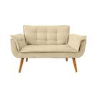 Poltrona decorativa Opala 2 lugares bege pé palito Poltrona decorativa Opala 2 lugares bege pé palito