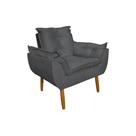 Poltrona Decorativa Opala Amamentação Escritório Sala Recepção Veludo Cinza Escuro - Montanaris Decor