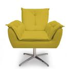 Poltrona Decorativa Opala Base Giratória Cromada Alumínio Amarelo - Casa & Estofados Poltrona Decorativa Opala Base Giratória Cromada Alumínio Amarelo - Casa & Estofados
