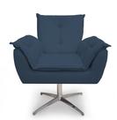 Poltrona Decorativa Opala Base Giratória Cromada Alumínio Azul Royal - Casa & Estofados