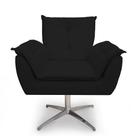 Poltrona Decorativa Opala Base Giratória Cromada Alumínio Preto - Casa & Estofados
