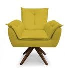 Poltrona Decorativa Opala Base Giratória Suede Amarelo - Casa & Estofados