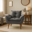 Poltrona Decorativa Opala Para Recepção E Sala De Estar Luxo Cor:Preto