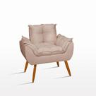 Poltrona Decorativa Opala Para Sala Quarto Escritório Suede Bege Balaqui Decor