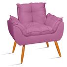 Poltrona Decorativa Opala Pés Palito Quarto de Menina Tecido Rosa - Will Decor