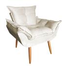 Poltrona Decorativa Opala Plus Suede Bege - Marcussi Decor
