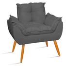 Poltrona Decorativa Opala Quarto Infantil de Criança Suede Cinza Grafite - Will Decor