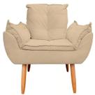 Poltrona Decorativa Opala Sala de Estar Tecido Suede Bege Horizonte Móveis