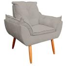 Poltrona Decorativa Opala Sala de Estar Tecido Suede Cinza Claro Cakes Decor