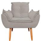 Poltrona Decorativa Opala Sala de Estar Tecido Suede Cinza Claro Horizonte Móveis