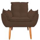Poltrona Decorativa Opala Sala de Estar Tecido Suede Marrom Horizonte Móveis