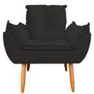 Poltrona Decorativa Opala Sala de Estar Tecido Suede Preto Horizonte Móveis
