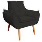 Poltrona Decorativa Opala Sala de Estar Tecido Suede Preto Kimi Decor