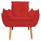 Poltrona Decorativa Opala Sala de Estar Tecido Suede Vermelho Horizonte Móveis