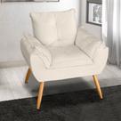Poltrona Decorativa Opala Suede Bege Claro