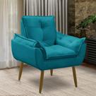 Poltrona Decorativa Opala Suede Luxo para Sala de Estar e Recepção