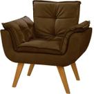 Poltrona Decorativa Opala Suede Marrom para Sala de Estar Luxo Escritório Quarto
