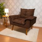 Poltrona Decorativa Opala Suede Marrom para Sala de Estar Luxo Escritório Quarto