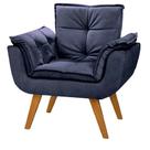 Poltrona Decorativa Opala Suede Sala Recepção Suede Azul Marinho Recepção Sala Quarto