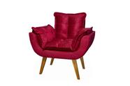 Poltrona Decorativa Opala Vermelho Bordô Assento De Pillow
